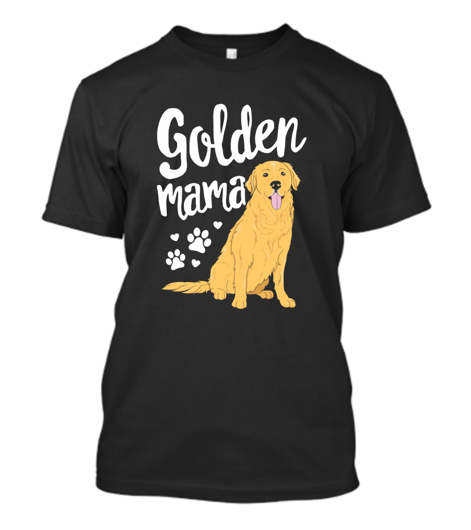 Golden Mama Retriever Fur Mom Mother With Paw Prints And Hearts T-Shirt