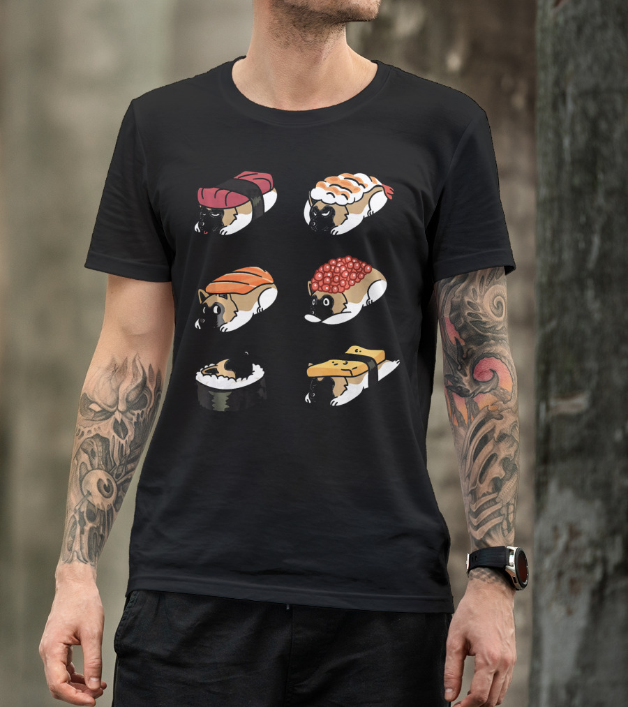 Akita Dog Nigiri Sushi Funny Character T-Shirt