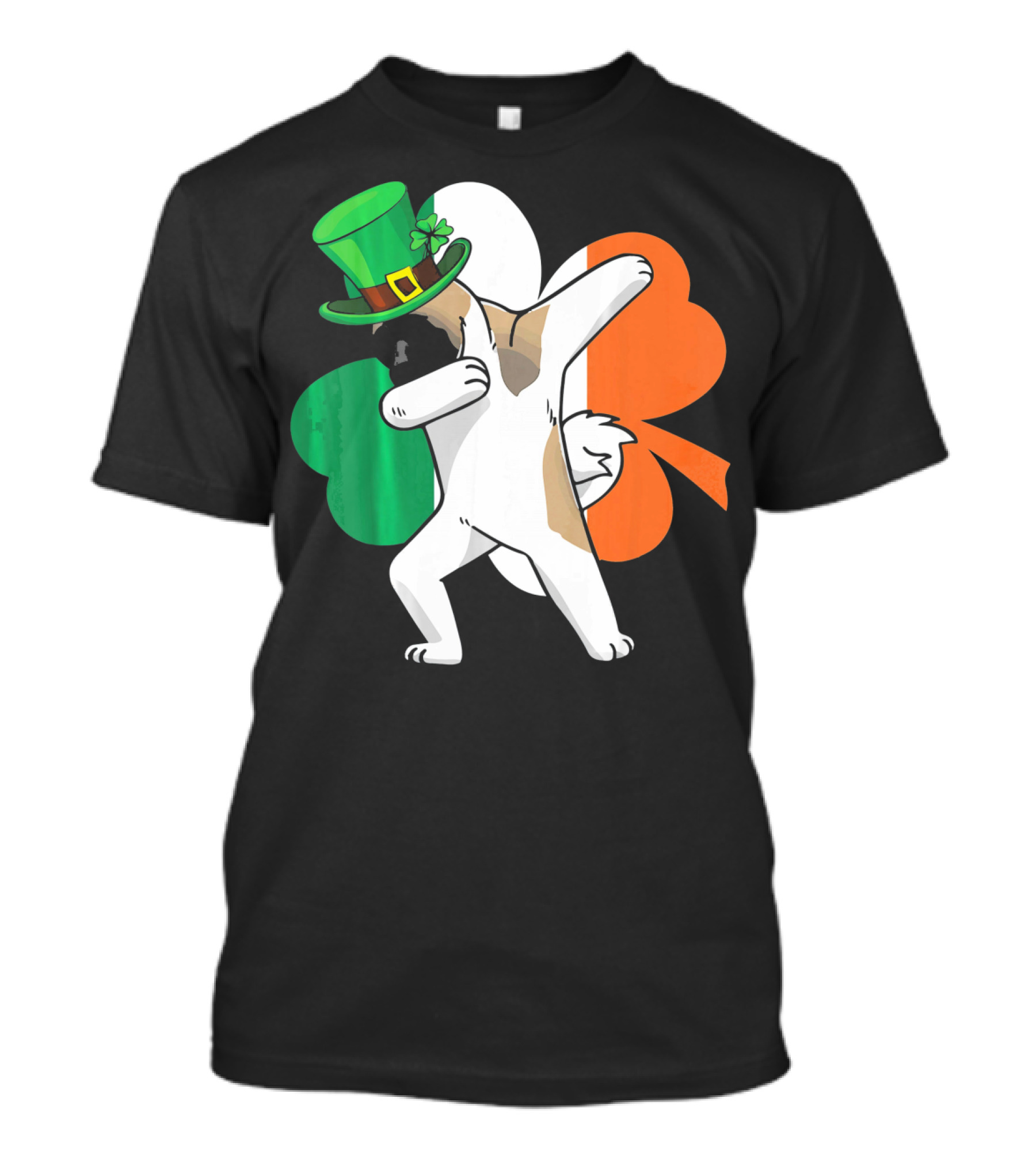 Irish Flag Shamrock Dabbing Akita With Green Hat T-Shirt