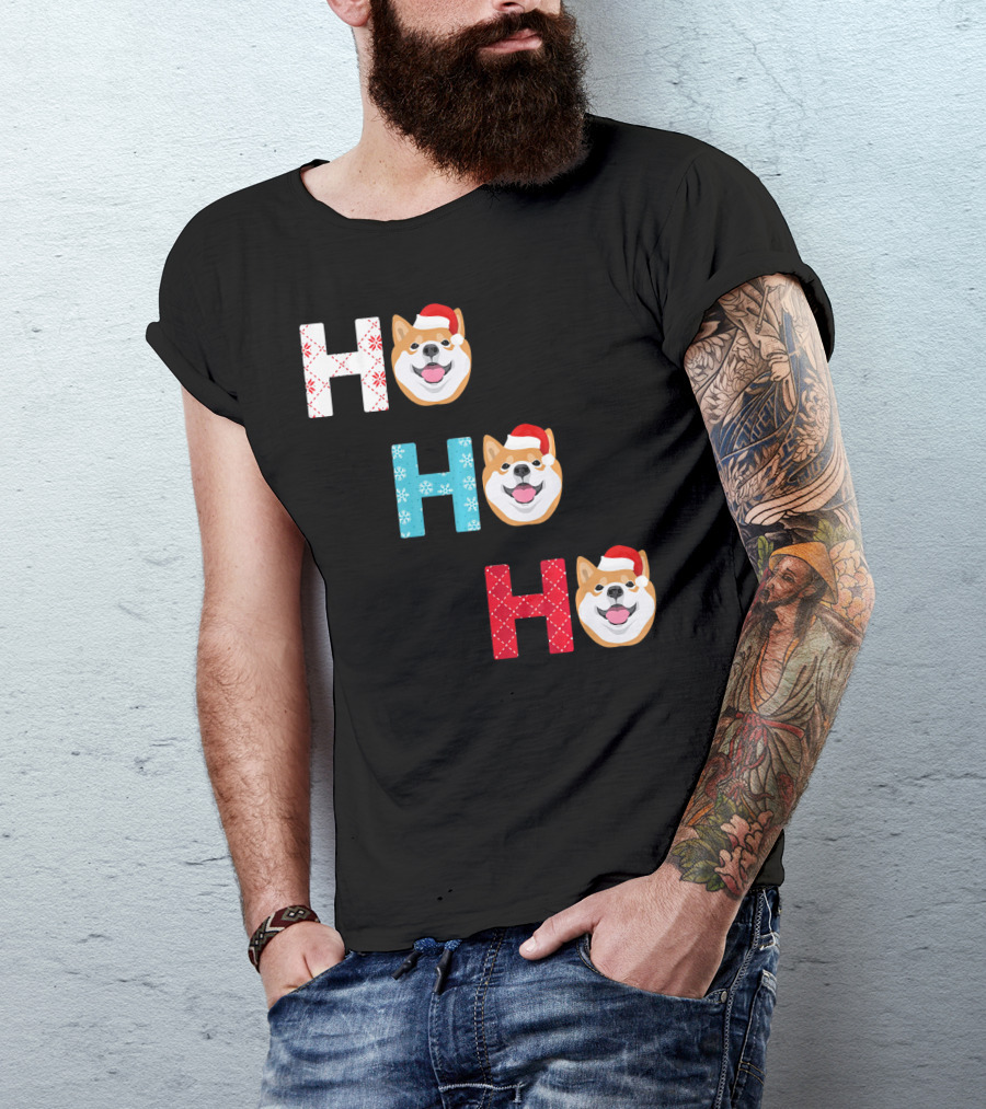 Ho Ho Ho Akita Santa Funny Christmas Dog T-Shirt