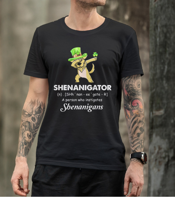 Shenanigator Dabbing Golden Retriever Instigates Shenanigans T-Shirt
