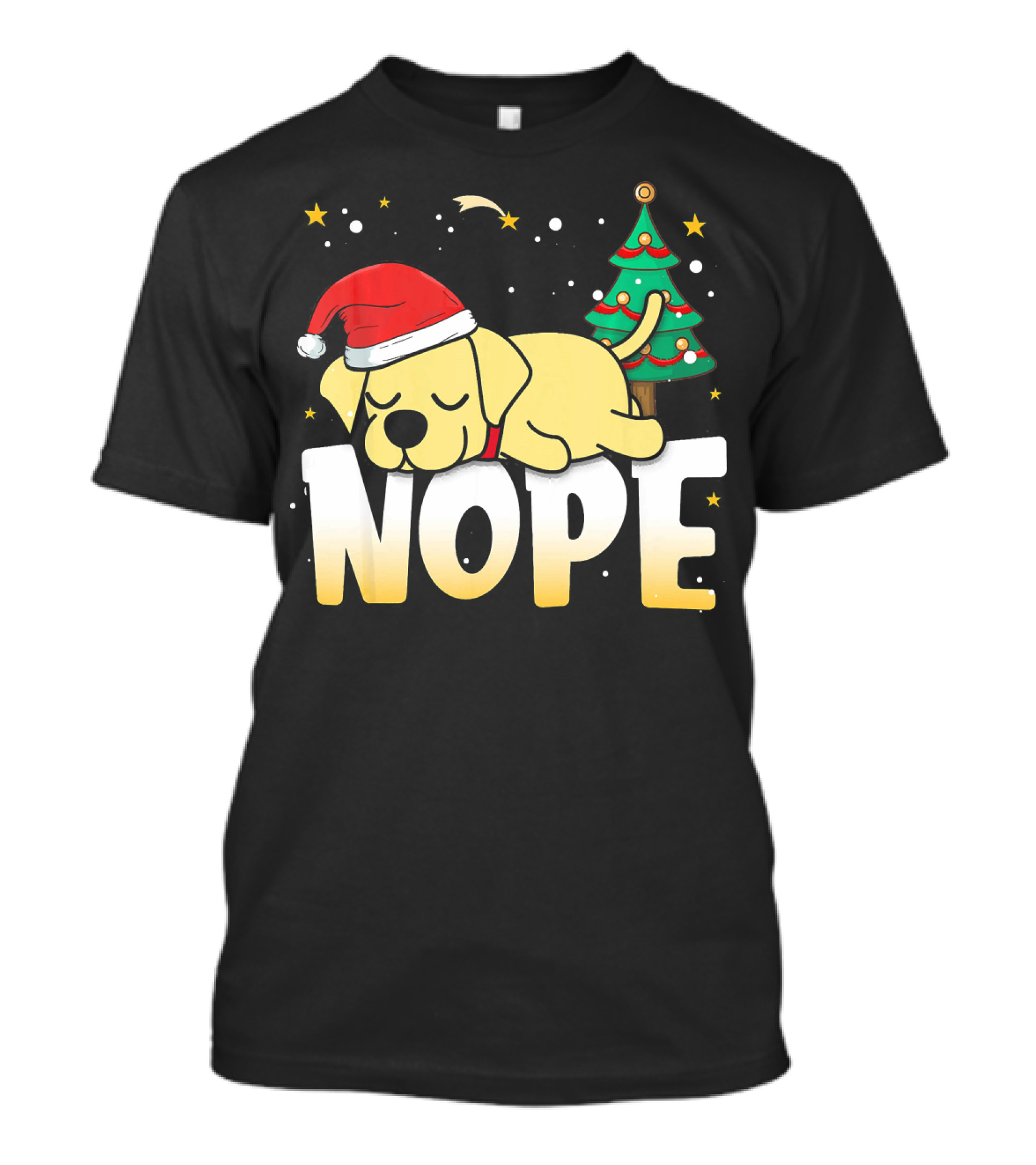 Nope Lazy Retriever Christmas Labrador Santa Hat T-Shirt