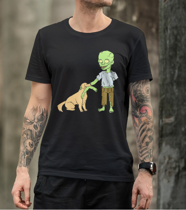 Golden Retriever And Friendly Zombie Interaction T-Shirt