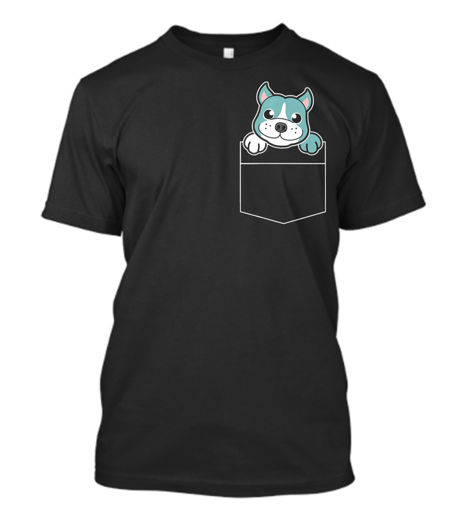 Cute Pit Bull Dog Peeking From Pocket T-Shirt
