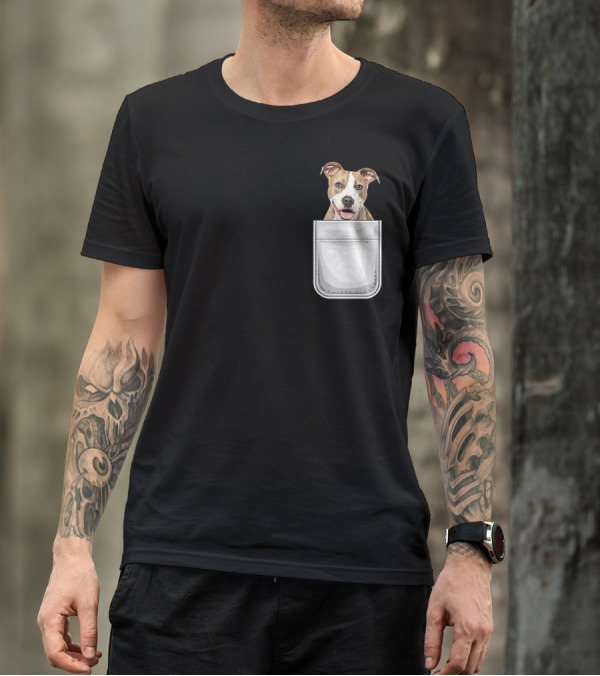 American Staffordshire Terrier Puppy Dog Pocket T-Shirt