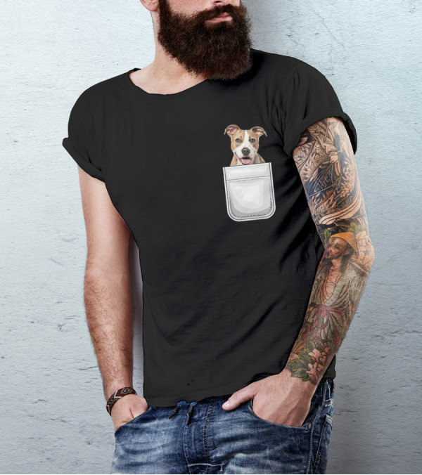 American Staffordshire Terrier Puppy Dog Pocket T-Shirt