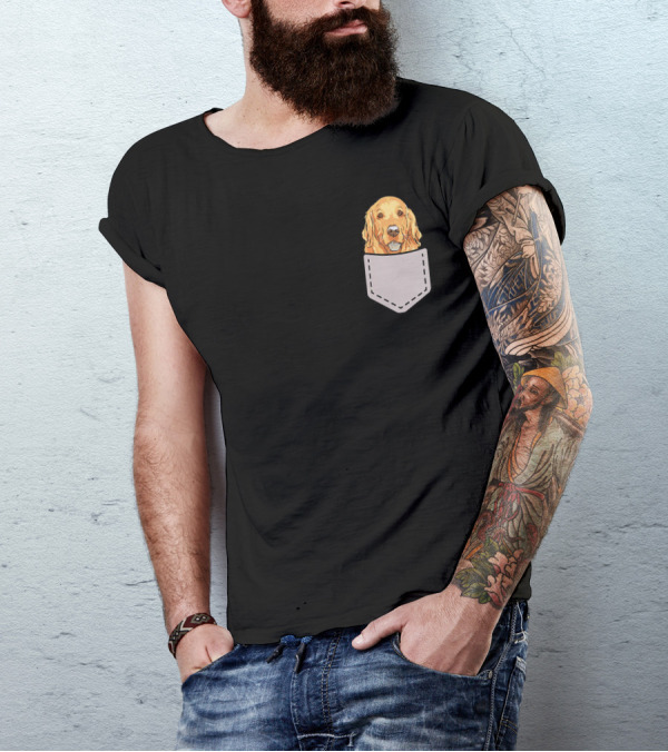 Pocket Golden Retriever Funny Dog T-Shirt