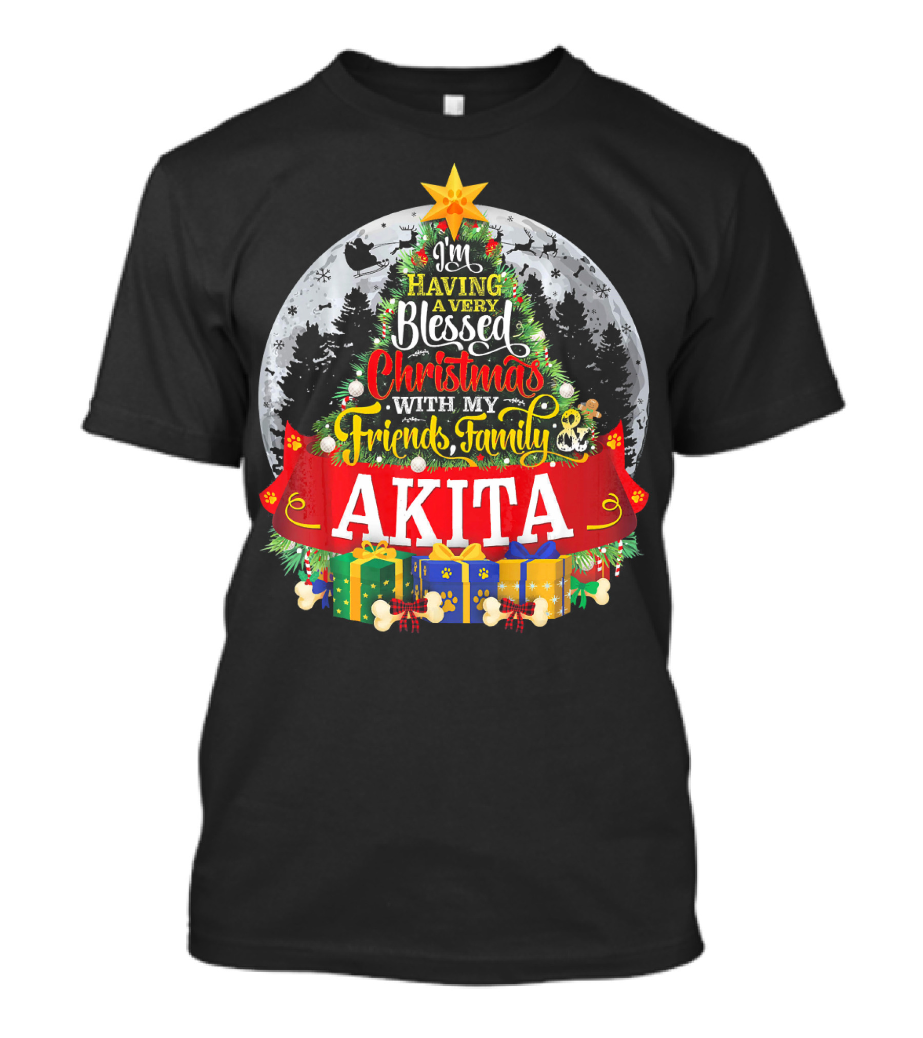 I'm Having A Very Blessed Christmas With My Friends Family Akita T-Shirt