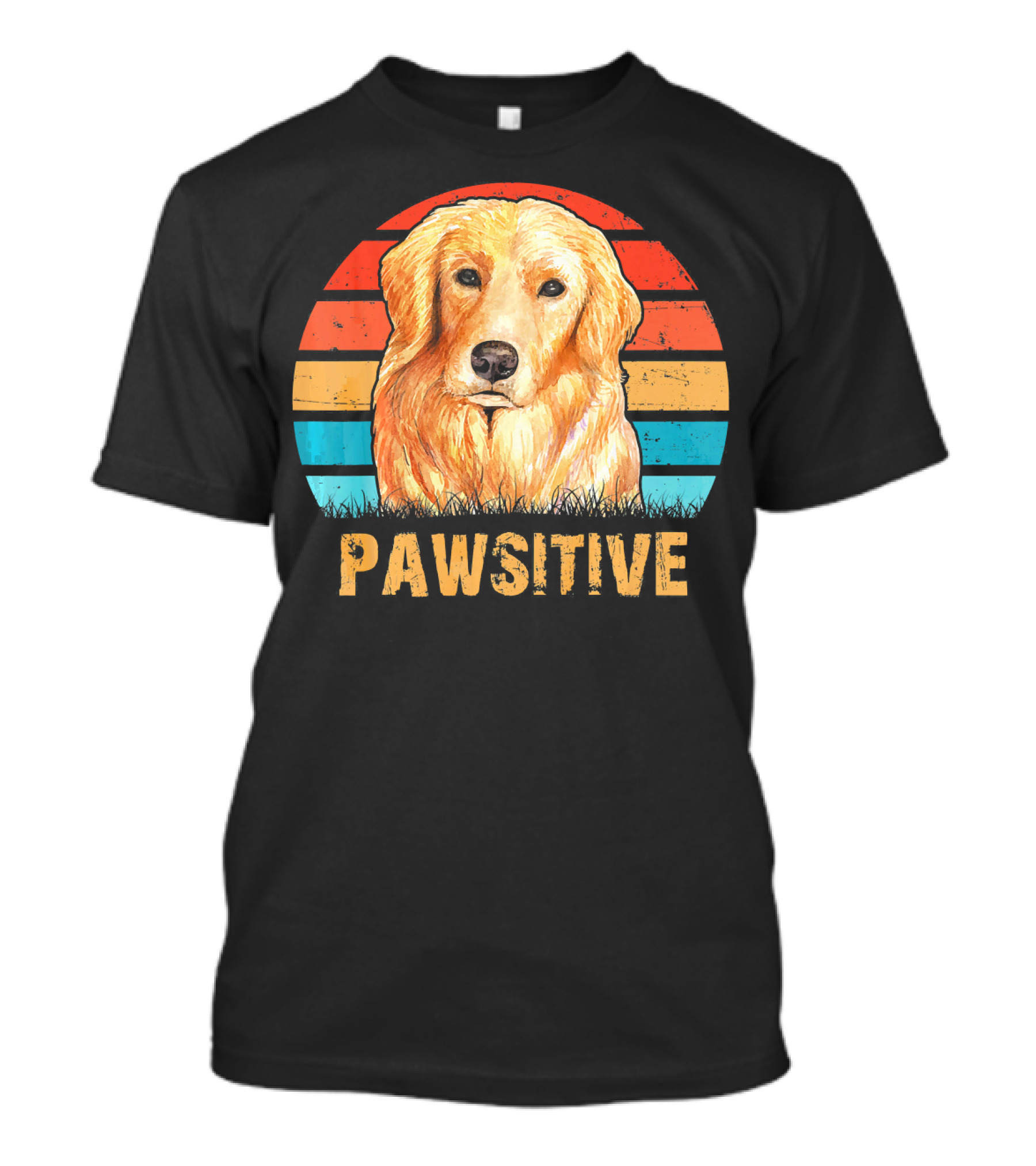Pawsitive Golden Retriever Retro Sunset T-Shirt