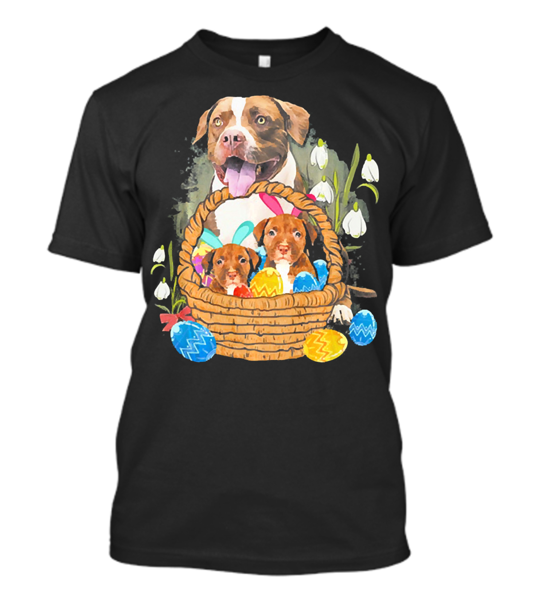 Pitbull Bunny Easter Pit Bull Eggs Basket Puppies T-Shirt