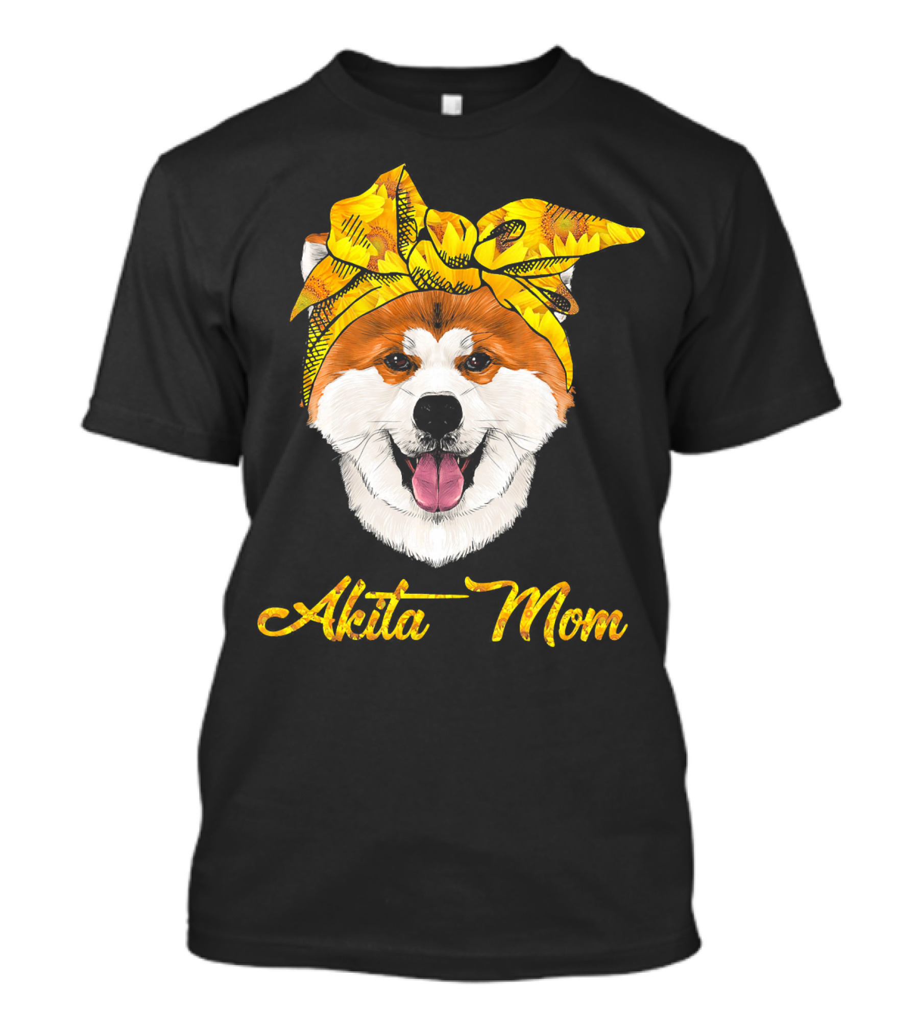 Akita Mom Sunflower Bandana T-Shirt