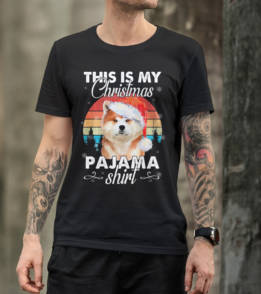 This Is My Christmas Pajama Shirt Akita Dog T-Shirt