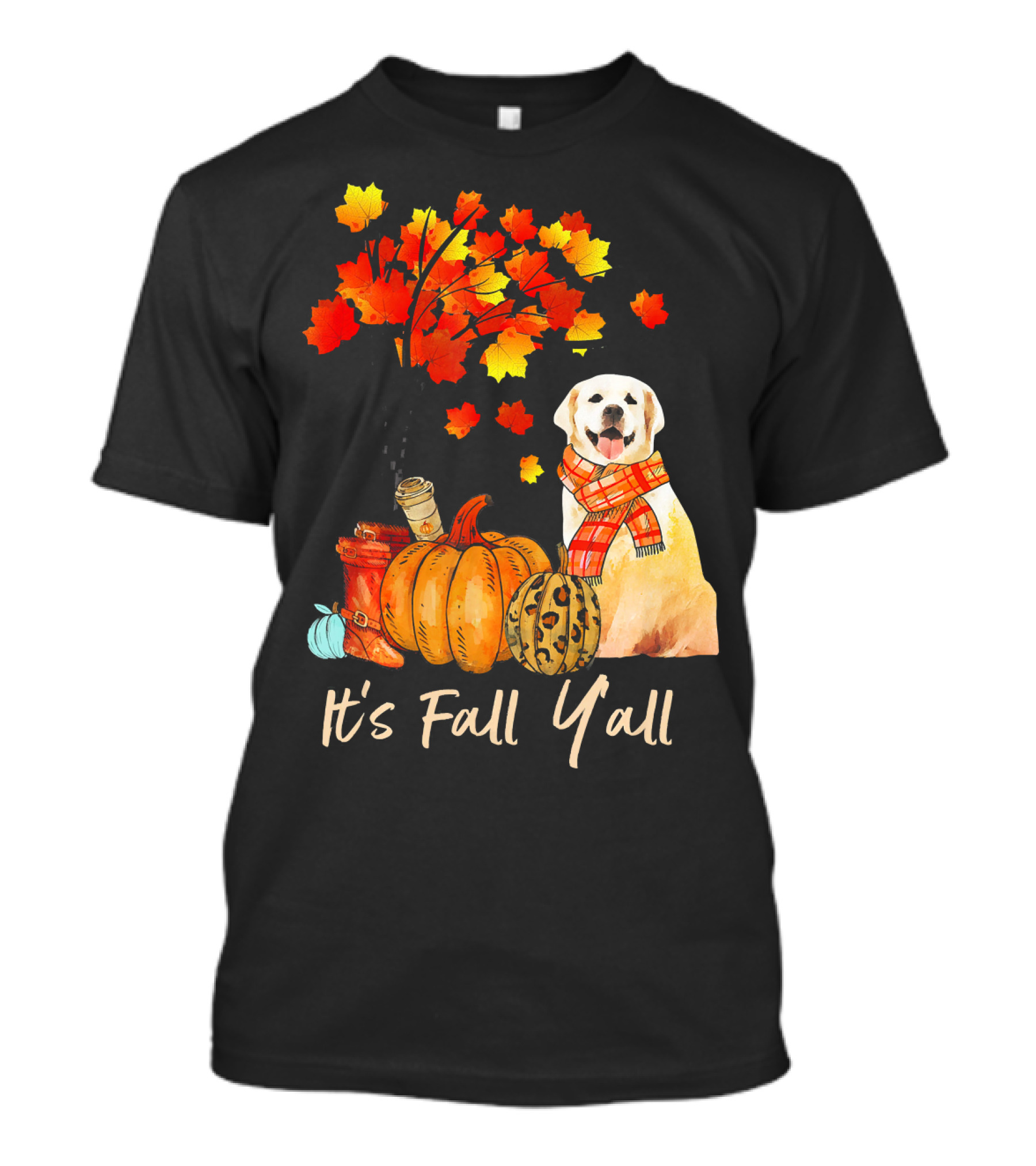 It's Fall Yall Labrador Retriever Autumn Pumpkin Leaves T-Shirt