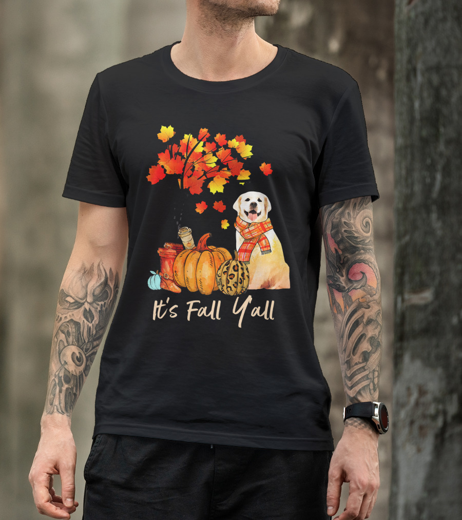 It's Fall Yall Labrador Retriever Autumn Pumpkin Leaves T-Shirt