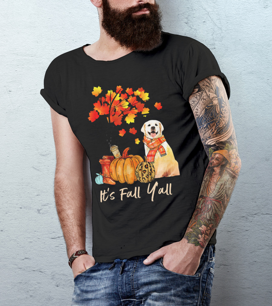 It's Fall Yall Labrador Retriever Autumn Pumpkin Leaves T-Shirt