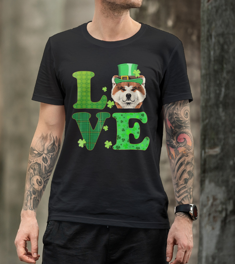 Love Akita Inu Shamrock Hat St. Patrick's Day T-Shirt