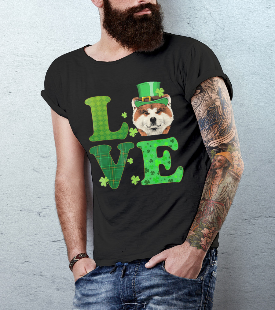 Love Akita Inu Shamrock Hat St. Patrick's Day T-Shirt