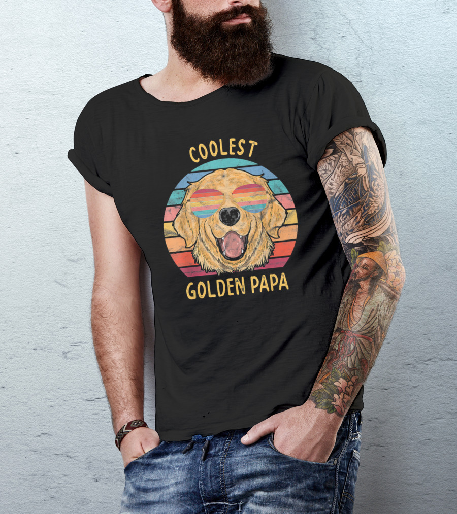 Coolest Mens Golden Retriever Dog Papa T-Shirt