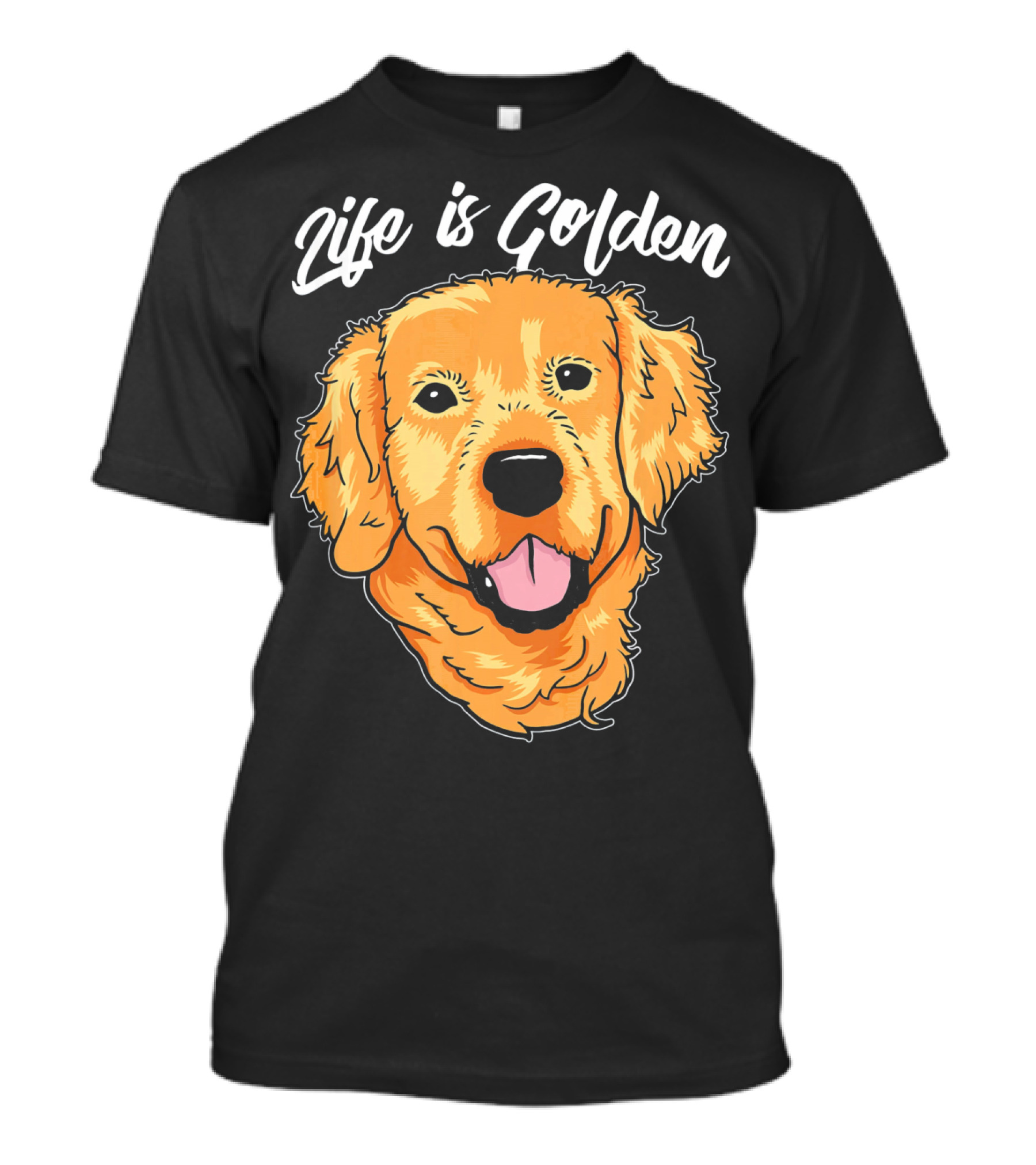 Life Is Golden Gold Yellow Labrado Golden Retriever Face T-Shirt