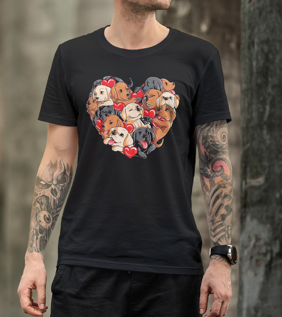 Labrador Puppy Heart Love Valentine T-Shirt