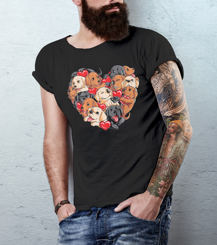 Labrador Puppy Heart Love Valentine T-Shirt