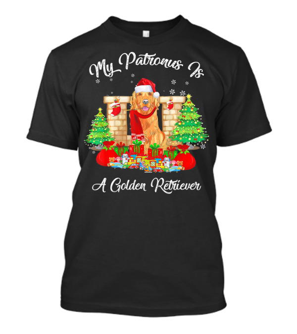 My Patronus Is A Golden Retriever Christmas Santa Gifts Trees T-Shirt