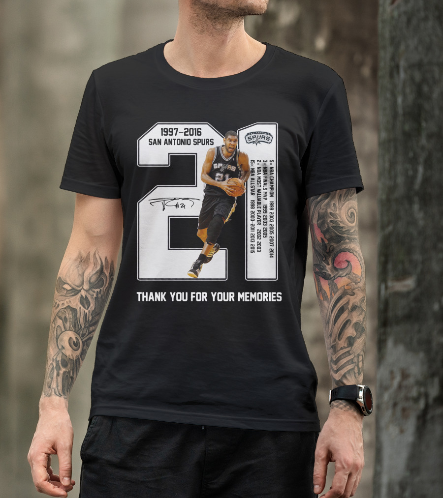 1997-2016 San Antonio Spurs 21 Thank You For Your Memories T-Shirt