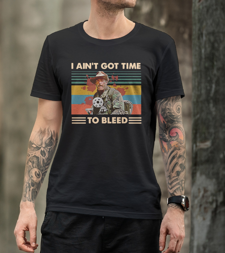 Blain Predator I Ain’t Got Time To Bleed Vintage Camo Gunner T-Shirt