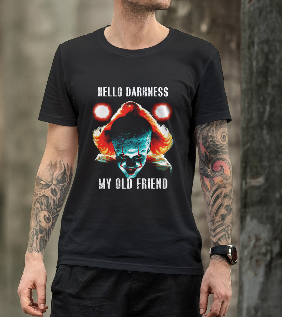 Pennywise Clown Artwork Hello Darkness My Old Friend Horror T-Shirt