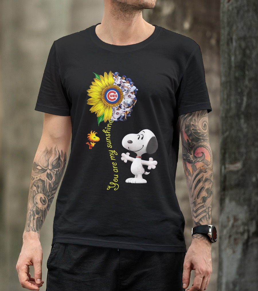 Snoopy Chicago Cubs You Are My Sunshine Sunflower Baseball T-Shirt