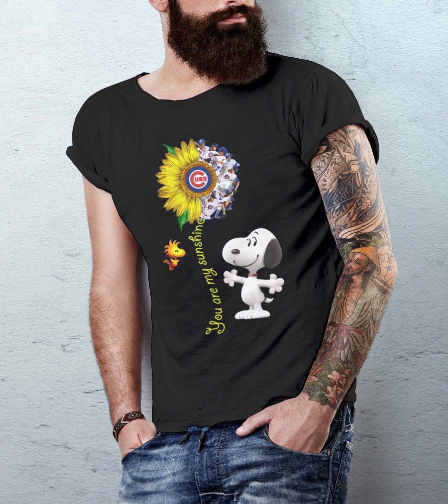 Snoopy Chicago Cubs You Are My Sunshine Sunflower Baseball T-Shirt
