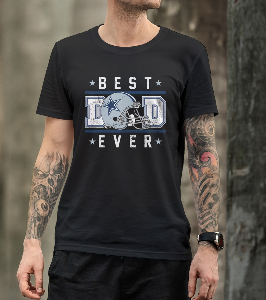 Best Dad Ever Dallas Football Helmet Star T-Shirt