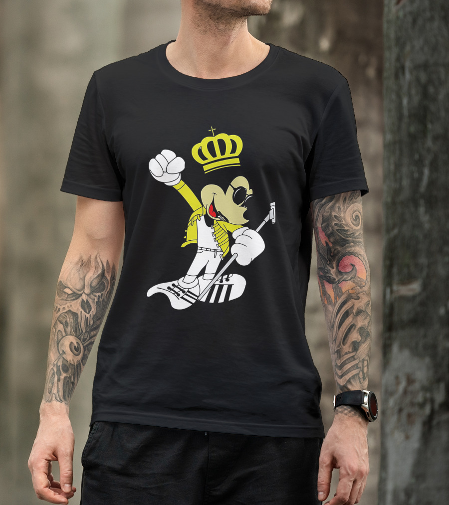 Freddie Mercury Mickey Mouse Crown Pose With Microphone T-Shirt