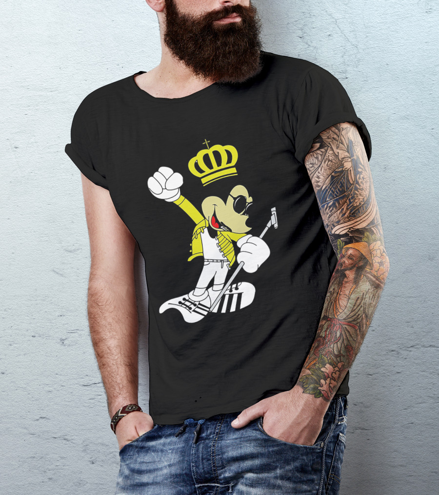 Freddie Mercury Mickey Mouse Crown Pose With Microphone T-Shirt