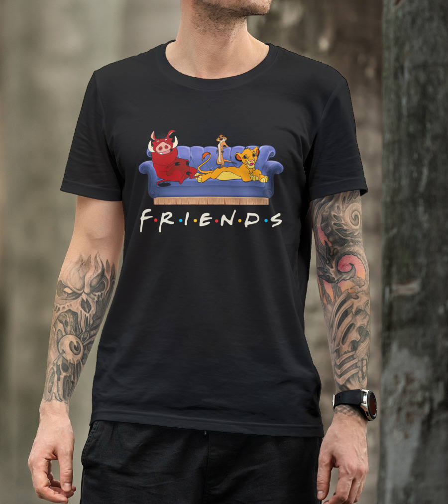Friends The Lion King Simba Timon Pumbaa Couch T-Shirt