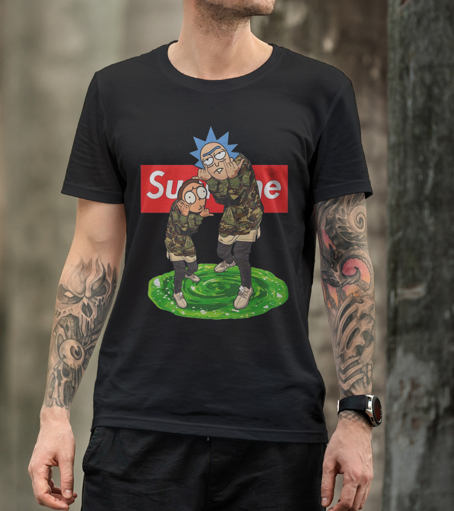 Rick And Morty Supreme Portal Streetwear Camo T-Shirt