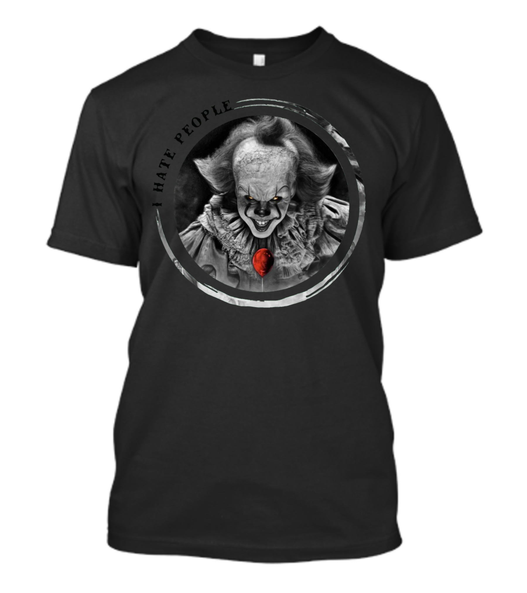 I Hate People Pennywise Clown Black And White Red Balloon T-Shirt