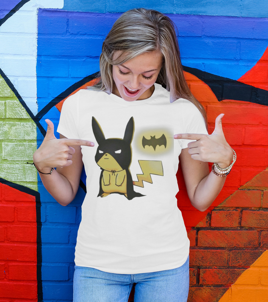 Pikachu Batman Crossover With Iconic Bat T-Shirt