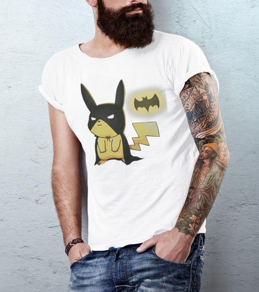 Pikachu Batman Crossover With Iconic Bat T-Shirt