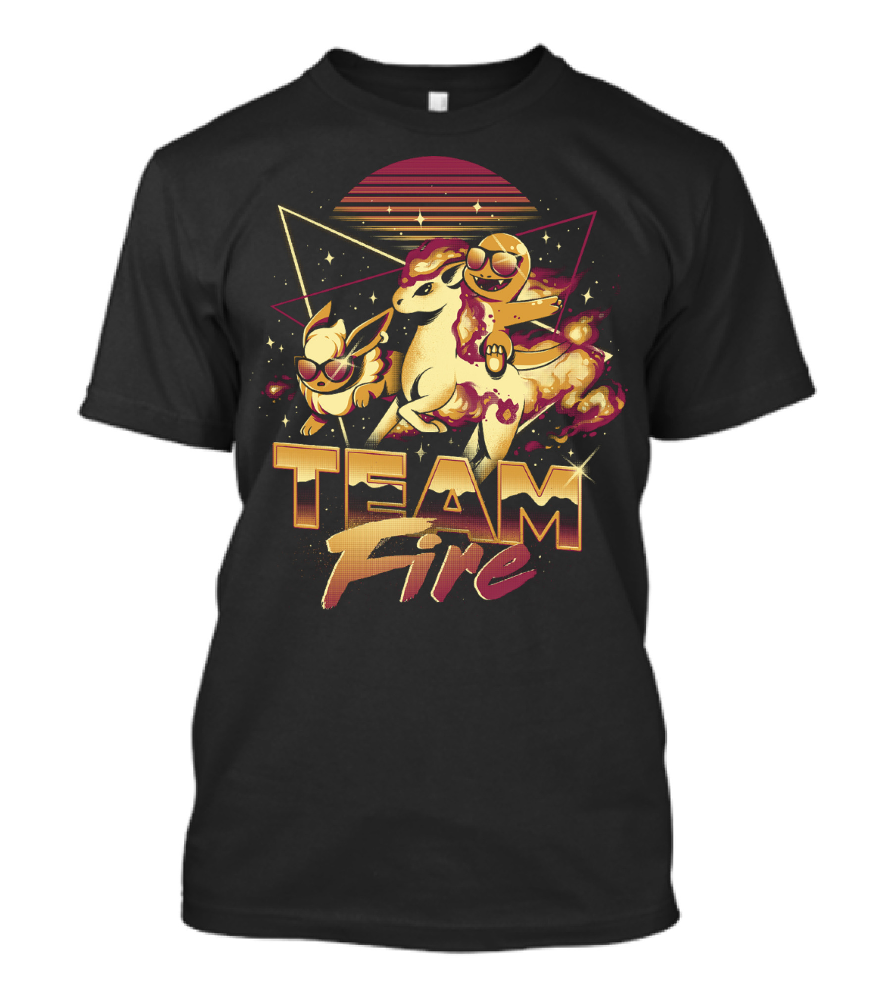 Retro PokEmon Team Fire Sunglasses Ponyta Flareon 80s T-Shirt