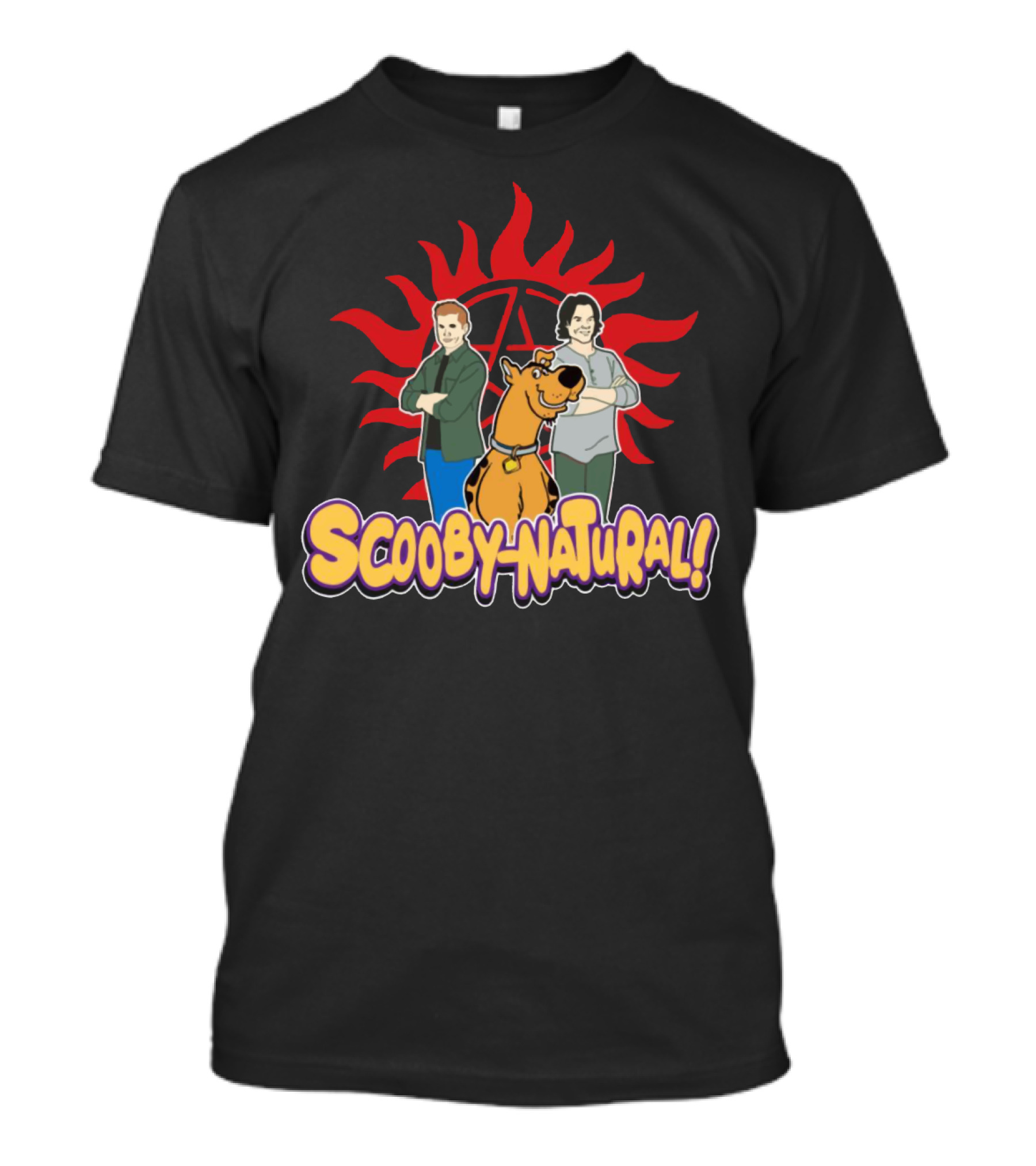 Scooby-Natural Supernatural Crossover Featuring Iconic Red Sun And Mystery Characters T-Shirt