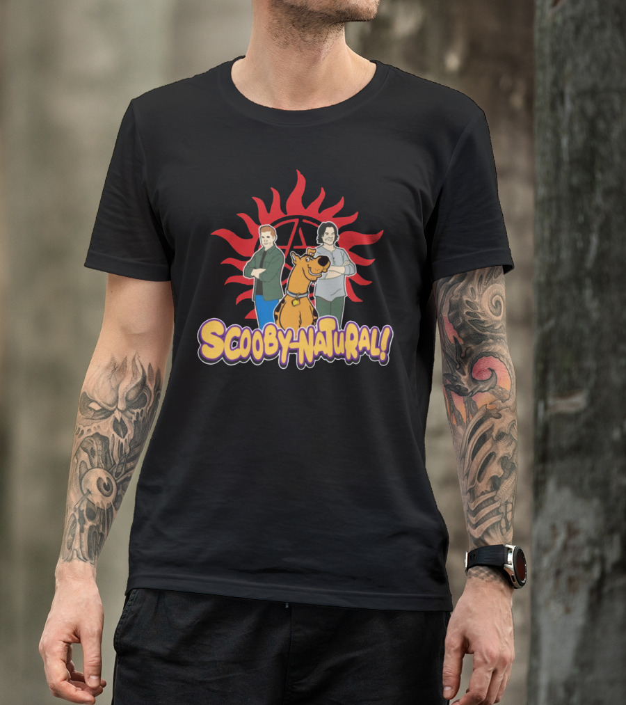 Scooby-Natural Supernatural Crossover Featuring Iconic Red Sun And Mystery Characters T-Shirt