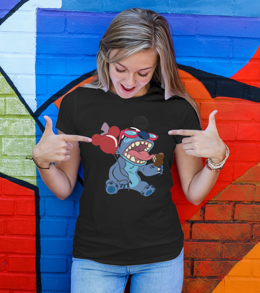Stitch Vacay Mode With Ice Cream And Mickey Balloon T-Shirt
