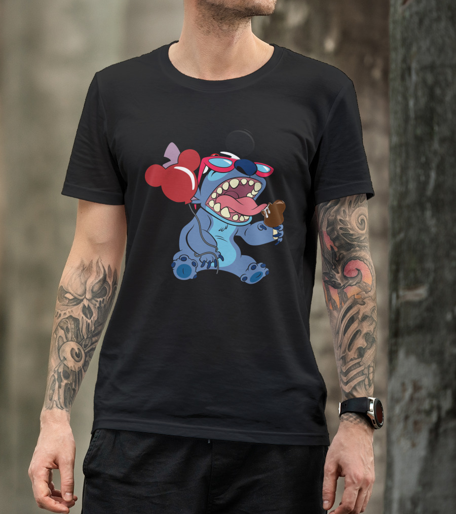 Stitch Vacay Mode With Ice Cream And Mickey Balloon T-Shirt