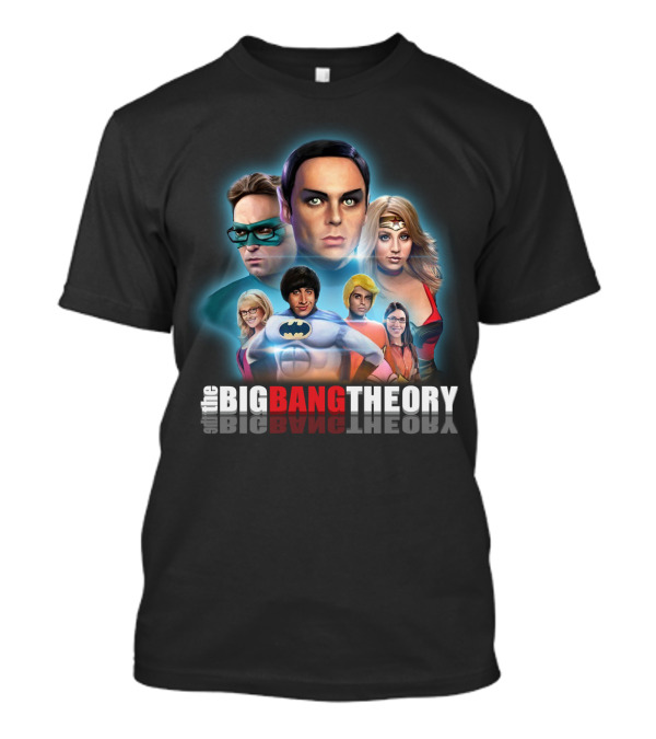 The Big Bang Theory Superhero Justice League Parody Sheldon Leonard Penny Howard Raj T-Shirt