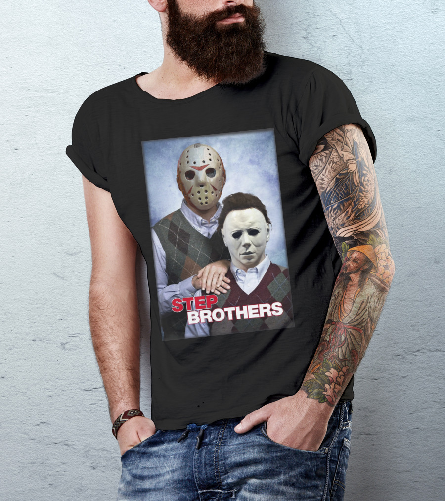 Step Brothers Jason Voorhees Michael Myers Comedy Horror Crossover T-Shirt