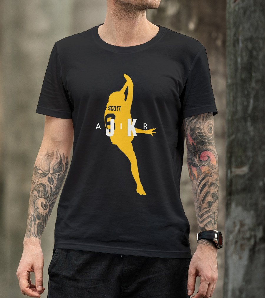 Jk Scott Air Silhouette Football Jersey Graphic Design With Iconic Jumping Pose T-Shirt