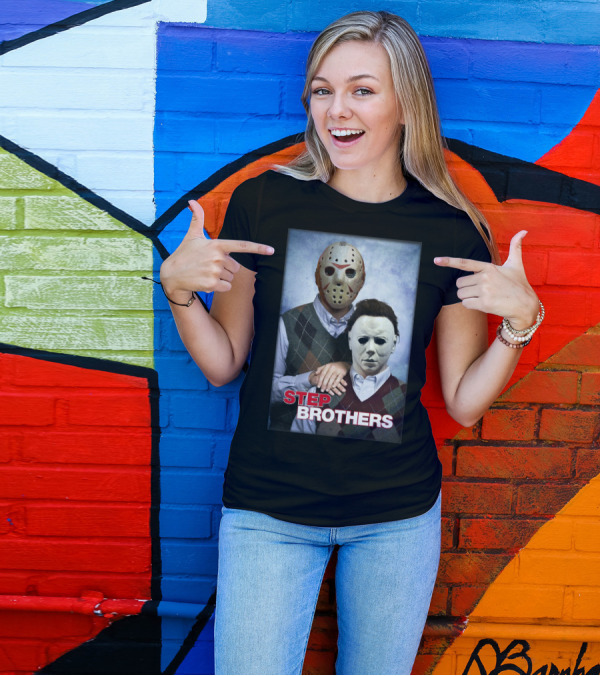 Step Brothers Jason Voorhees Michael Myers Parody Horror Comedy Mashup Classic T-Shirt