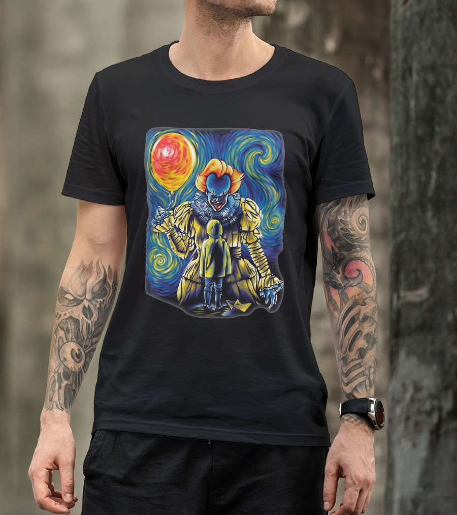 Starry Night Pennywise And Georgie Balloon Encounter T-Shirt