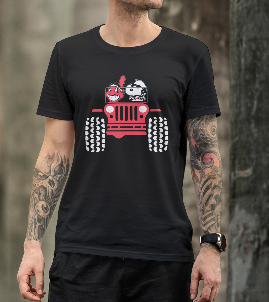 Snoopy Cleveland Indians Jeep Adventure T-Shirt